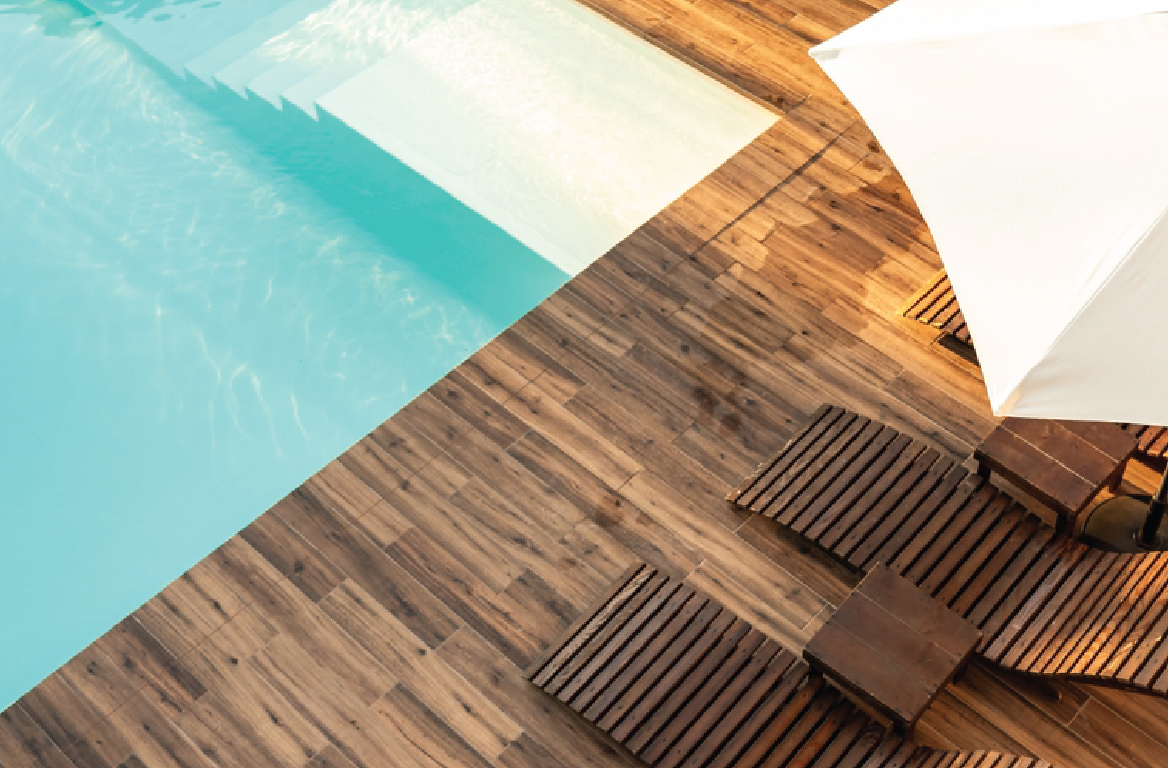 Pool deck lounge at Godrej Skyshore